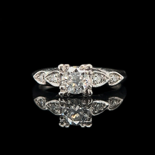 Art Deco .55ct. Diamond Antique Engagement Ring Platinum -J39117