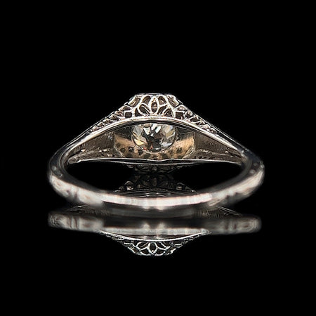 Edwardian .42ct. Diamond Antique Engagement - Fashion Ring 18K White Gold "Felicity" - J39218