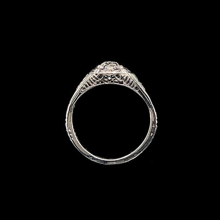 Edwardian .42ct. Diamond Antique Engagement - Fashion Ring 18K White Gold "Felicity" - J39218