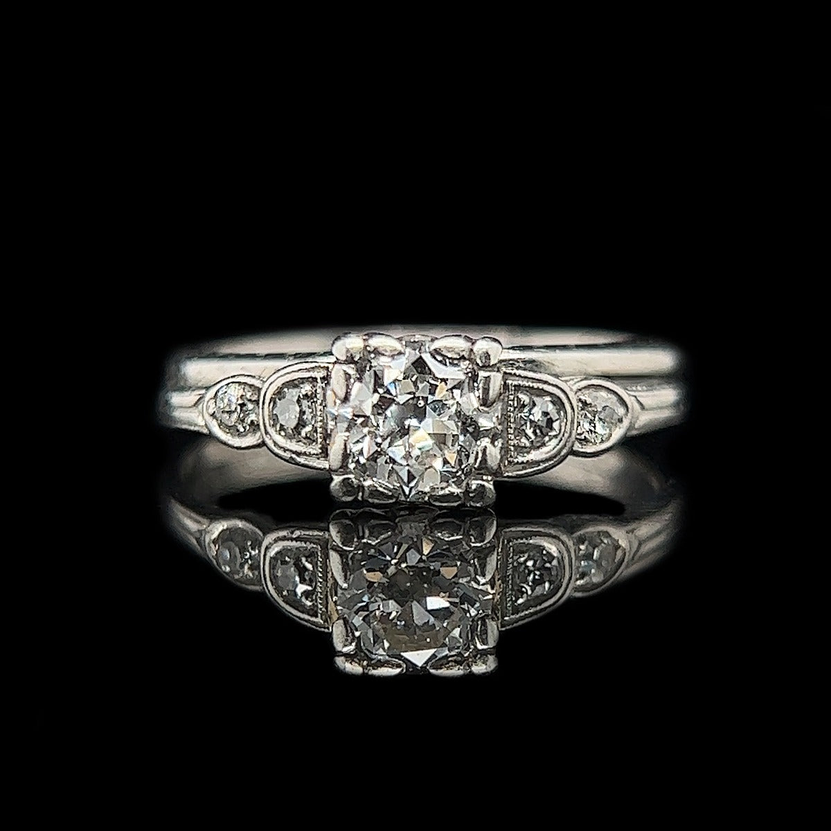 Art Deco .58ct. Diamond Antique Wedding Ring - Set Platinum