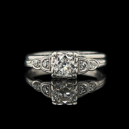 Vintage 1930's Art Deco diamond and sapphire engagement ring: Description  by Adin Antique Jewelry.