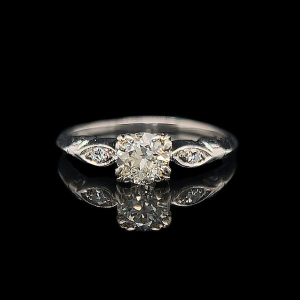 Art Deco .63ct. Diamond Antique Engagement Ring Platinum - J39359