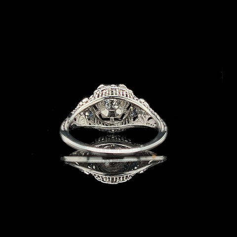 Art Deco, Antique, Vintage, Engagement Ring, Wedding Ring, Diamond, Sapphire, 18K White Gold 
