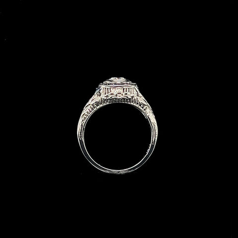 Art Deco, Antique, Vintage, Engagement Ring, Wedding Ring, Diamond, Sapphire, 18K White Gold 