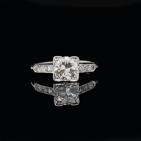 Art Deco, Antique, Vintage, Engagement Ring, Wedding Ring, Jewelry, Diamond, Platinum, Conflict Free 
