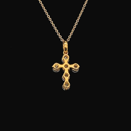 Estate, Necklace, Cross, Diamond, 18K Yellow Gold 