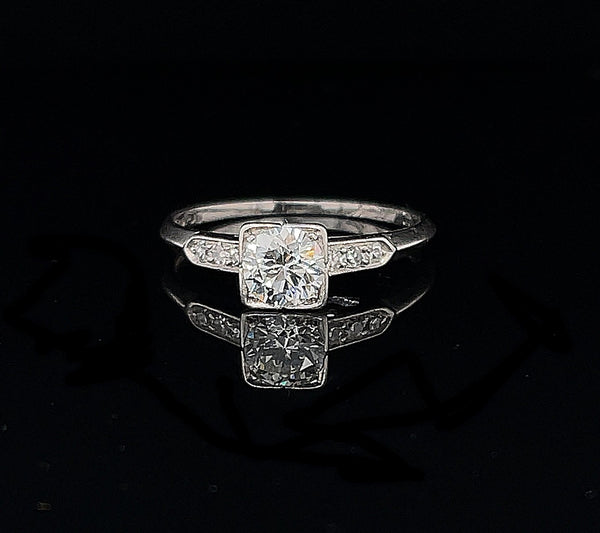 Art Deco .50ct. Diamond Antique Engagement Ring Platinum - J39634