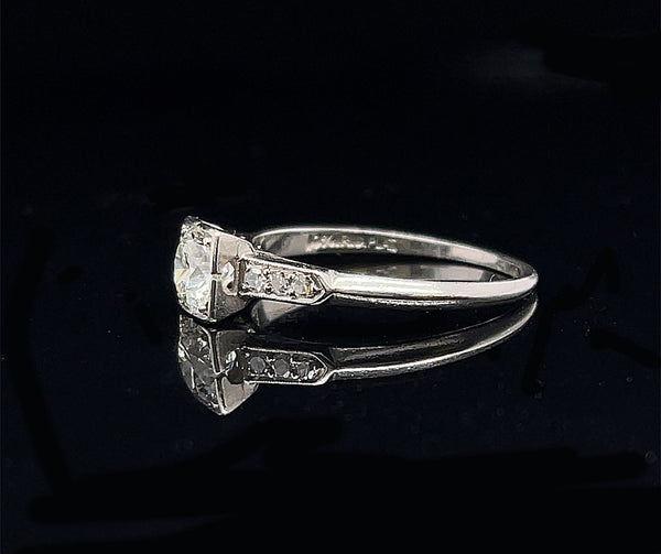 Art Deco .50ct. Diamond Antique Engagement Ring Platinum - J39634