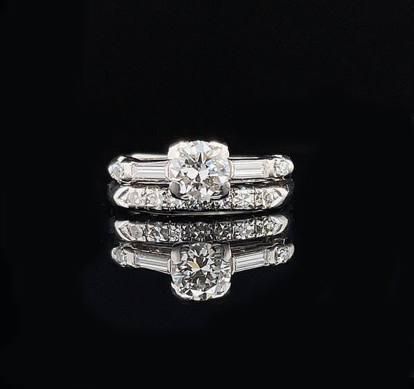 Art Deco, Antique, Vintage, Wedding Ring Set, Diamond, Platinum 
