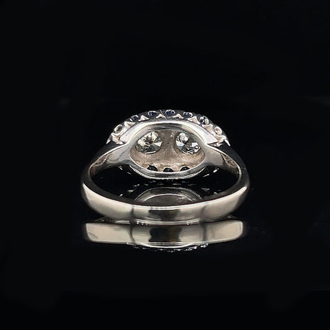 Vintage, Antique, Engagement Ring, Wedding Ring, Diamond, Sapphire, 14K White Gold 