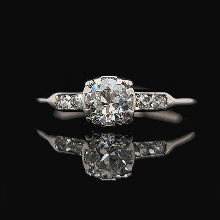 Art Deco, Antique, Vintage, Engagement Ring, Wedding Ring, Diamond, 18K White Gold 