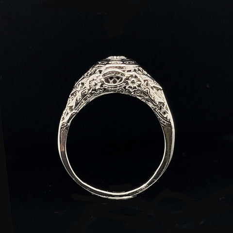 Edwardian, Antique, Vintage, Engagement Ring, Wedding Ring, Diamond, 18K White Gold, European Cut
