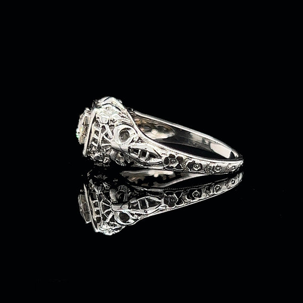 Edwardian, Antique, Vintage, Engagement Ring, Wedding Ring, Diamond, 18K White Gold