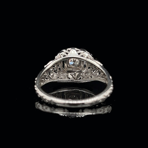 Edwardian, Antique, Vintage, Engagement Ring, Wedding Ring, Diamond, 18K White Gold