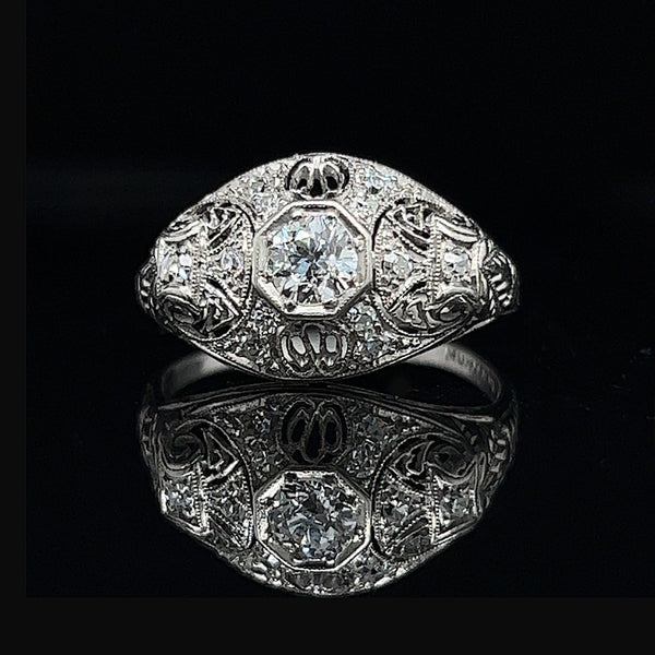 Edwardian .25ct. Diamond & Platinum Antique Engagement - Fashion Ring - J39766
