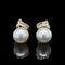 11.4mm South Sea Pearl & Diamond Estate Earrings Yellow Gold - J39824