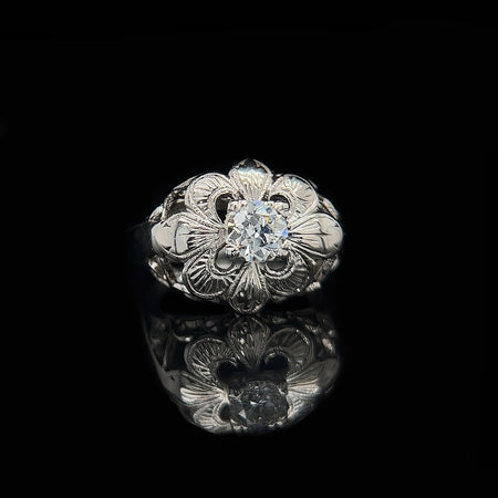 Art Deco, Antique, Vintage, Engagement Ring, Wedding Ring, Diamond, 12K White Gold 