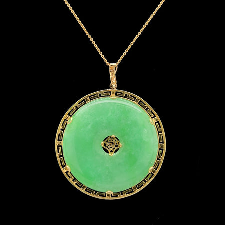 Vintage, Necklace, Jadeite Jade, 14K Yellow Gold 