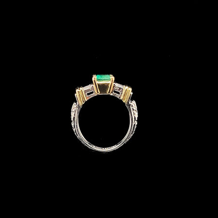 Antique, Vintage, Engagement Ring, Wedding Ring, Fashion Ring, Emerald, Platinum, 18K Yellow Gold 