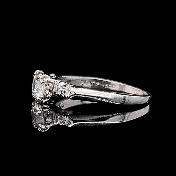 Art Deco, Antique, Vintage, Engagement Ring, Wedding Ring, Diamond, Platinum, European Cut, Conflict Free 