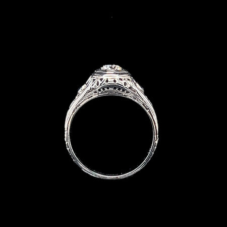Vintage, Engagement Ring, Wedding Ring, Fashion Ring, Diamond, Sapphire, 18K White Gold 