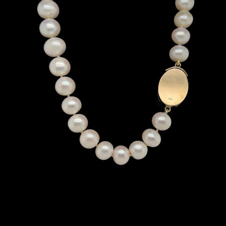 Vintage, Necklace, Strand, 11-12mm Cultured Freshwater Pearl, Jadeite Jade, 14K Yellow Gold 