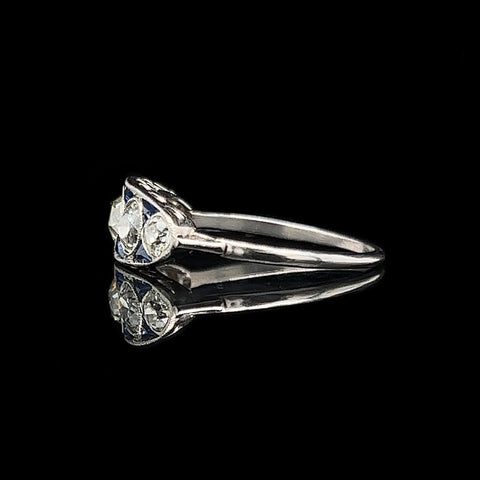 Art Deco, Antique, Vintage, Engagement Ring, Wedding Ring, Diamond, Sapphire, Platinum 