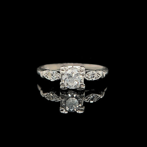 Art Deco .39ct. Diamond Antique Engagement Ring Platinum - J39985