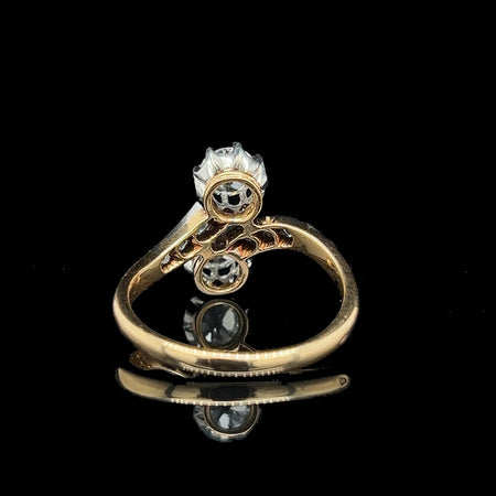 Edwardian, Antique, Vintage, Wedding Ring, Fashion Ring, Bypass Ring, Diamond, Platinum & 14K Yellow Gold