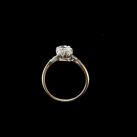 Edwardian, Antique, Vintage, Wedding Ring, Fashion Ring, Bypass Ring, Diamond, Platinum & 14K Yellow Gold