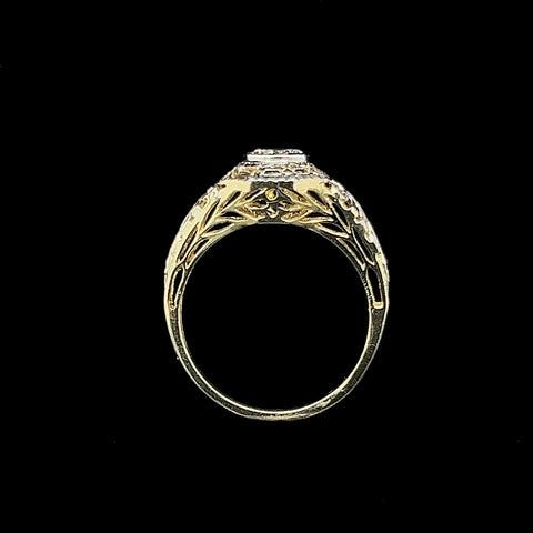 Edwardian, Antique, Vintage, Engagement Ring, Wedding Ring, Fashion Ring, Diamond, Platinum, 14K Yellow Gold 