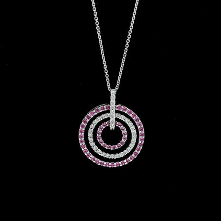 Estate, Necklace, Pink Sapphire, Diamond, 18K White Gold 
