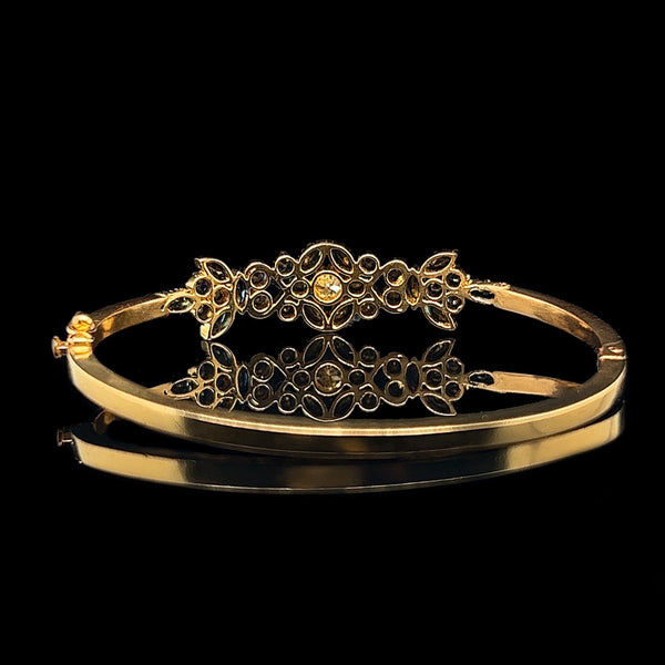 1.00ct. T.W. Sapphire & .25ct. Diamond Vintage Bangle Bracelet 22K Yellow Gold - J40082